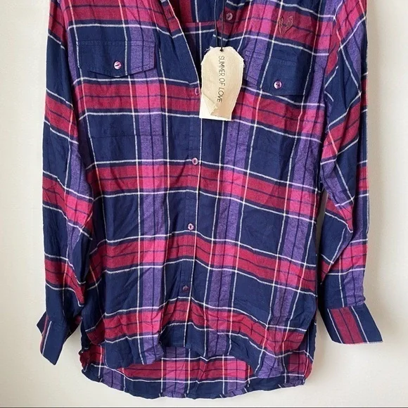 Summer Of Love Jett Check 100% Cotton Plaid Shirt - Picture 4 of 16